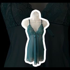 Teal Mesh and Lace Baby Doll Lingerie